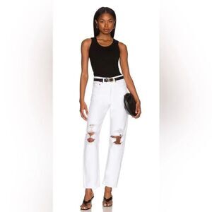 Agolde 90's Mid Rise Loose Fit White Distressed Jeans Size 23 in White Out